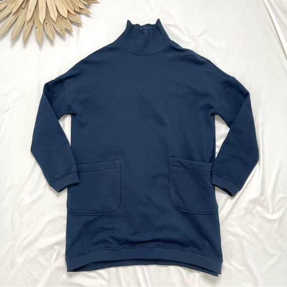 Tuckernuck Pomander Place Navy Blue Porter Mock Sweatshirt Pocket Dress Size XS - Picture 3 of 9